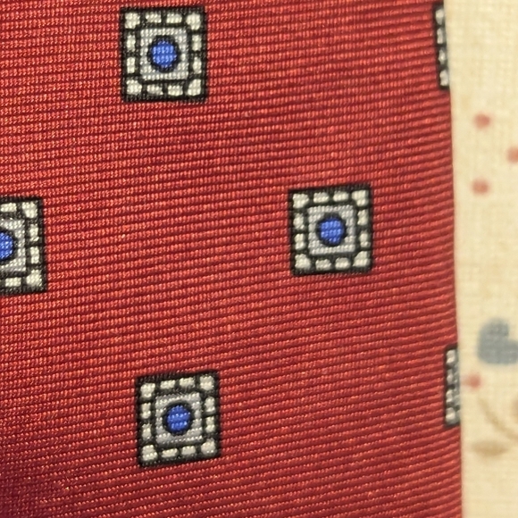 ♥️ Christian Dior mens silk tie fabric woven in Italy USA made designer red - Picture 3 of 7